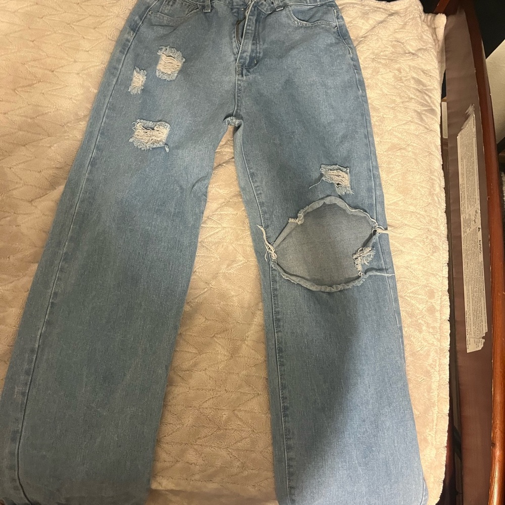 Distressed Blue Jeans
